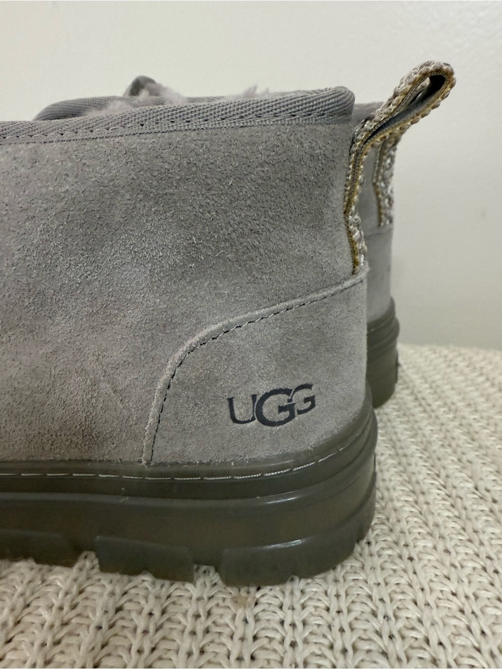 UGG Neumel Cozy Grey Suede Lace-Up Ankle Boots in size 8 - Picture 6 of 15